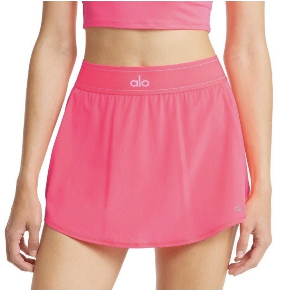 Alo Yoga Match Point Tennis Skirt Fluorescent Pink Coral S